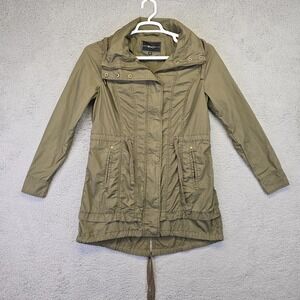 BNCI Jacket Women's‎ Small Olive Green Parka Lightweight Cinched Waist Safari